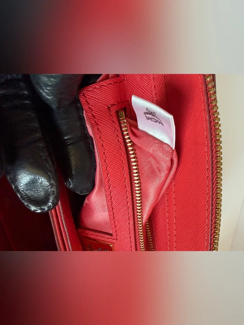 MCM Red Saffiano Leather Satchel - Brand Unknown